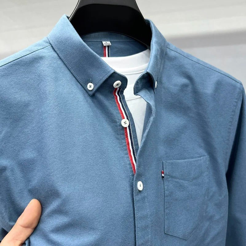 Łukasz | Męska koszula Oxford typu button-down z długim rękawem w stylu smart-casual | Rokishi