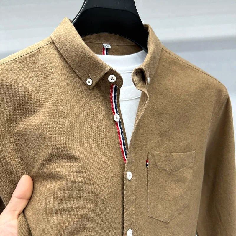 Łukasz | Męska koszula Oxford typu button-down z długim rękawem w stylu smart-casual | Rokishi