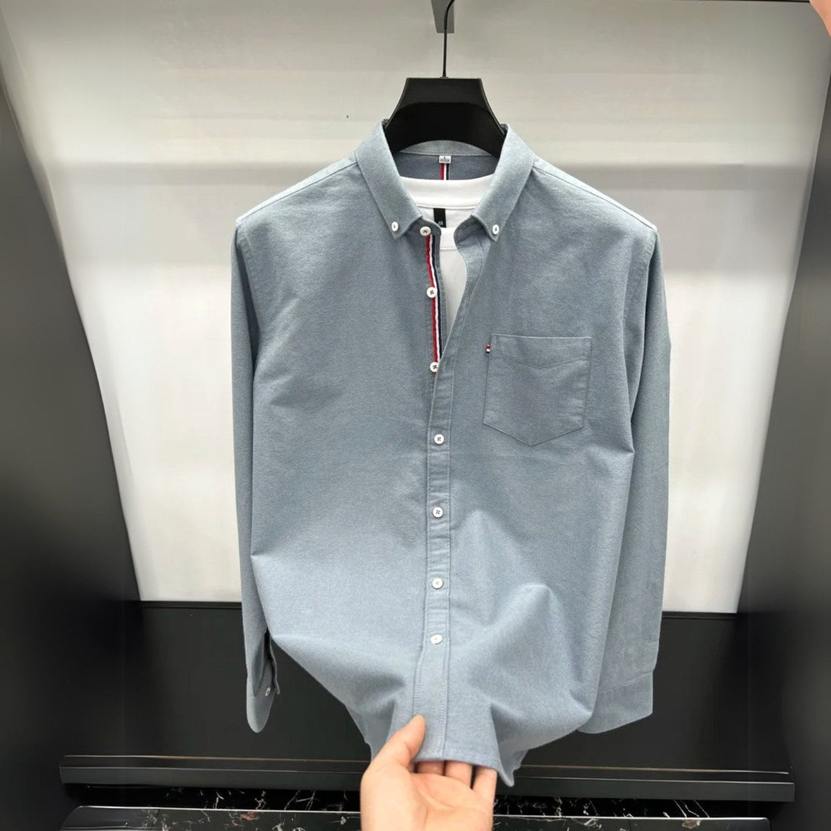 Łukasz | Męska koszula Oxford typu button-down z długim rękawem w stylu smart-casual | Rokishi