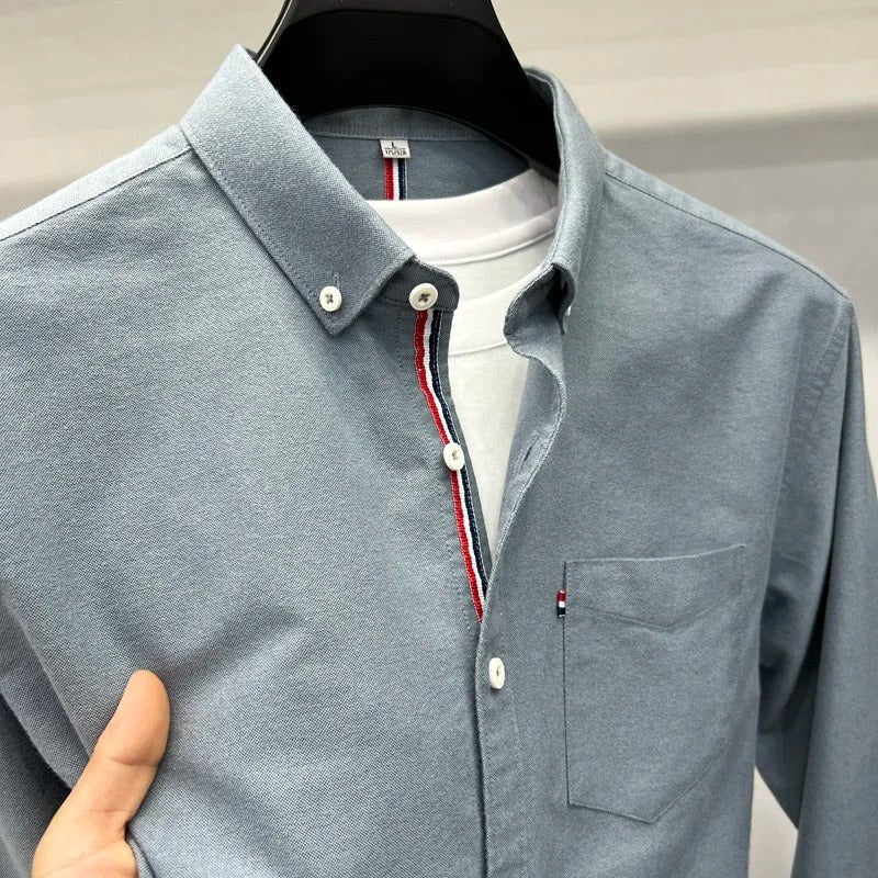 Łukasz | Męska koszula Oxford typu button-down z długim rękawem w stylu smart-casual | Rokishi