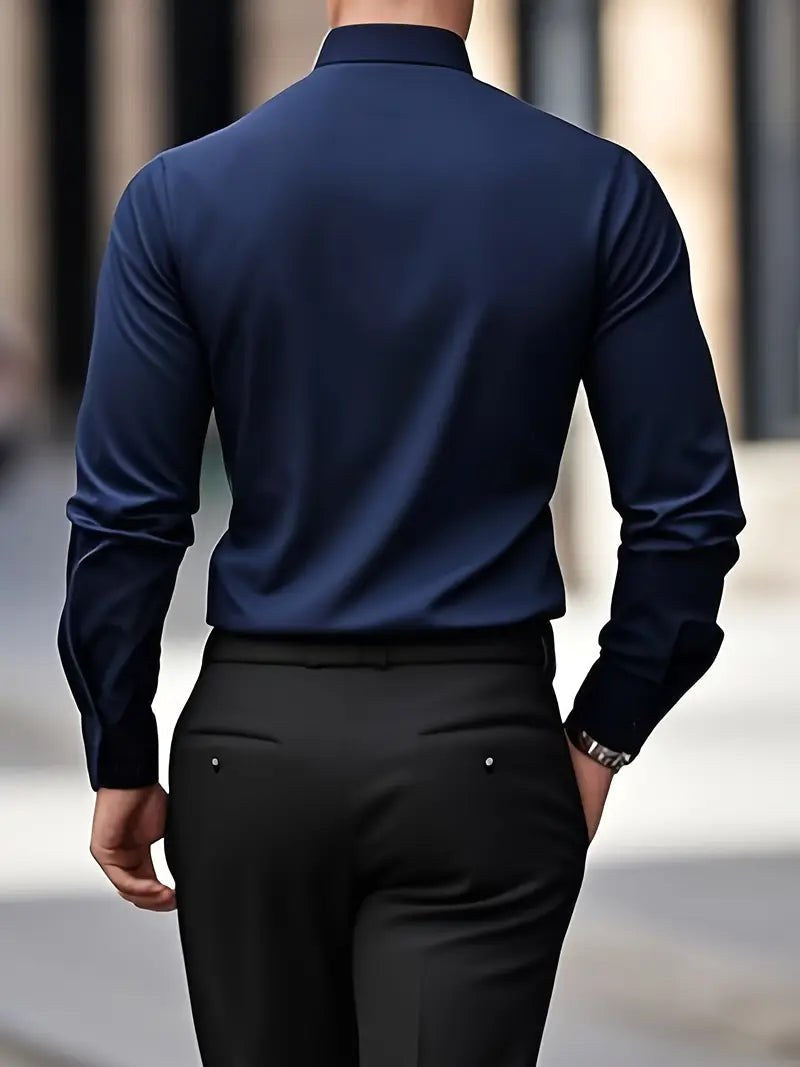 Olaf | Męska koszula biznesowa slim fit, klasyczna koszula z długim rękawem | Rokishi