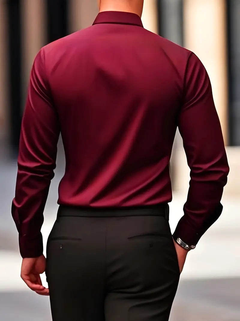 Olaf | Męska koszula biznesowa slim fit, klasyczna koszula z długim rękawem | Rokishi
