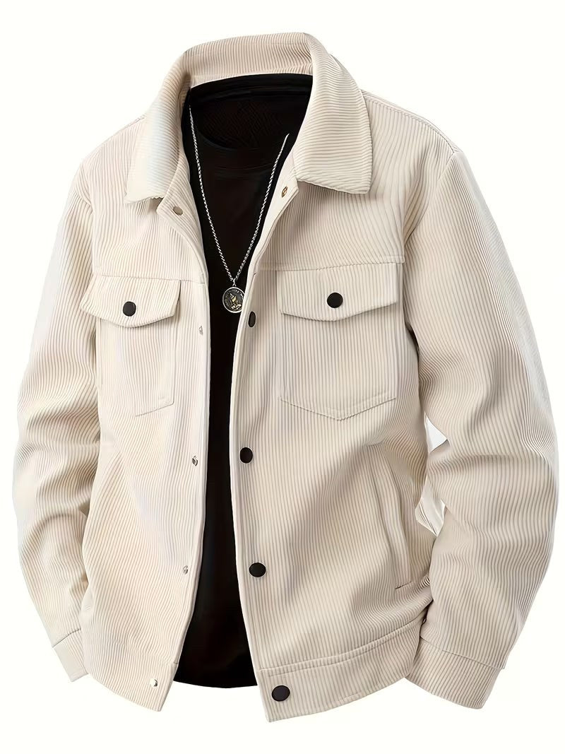Patryk | Męska kurtka sztruksowa z klasycznym kołnierzem, swobodna koszula wierzchnia (overshirt) | Rokishi