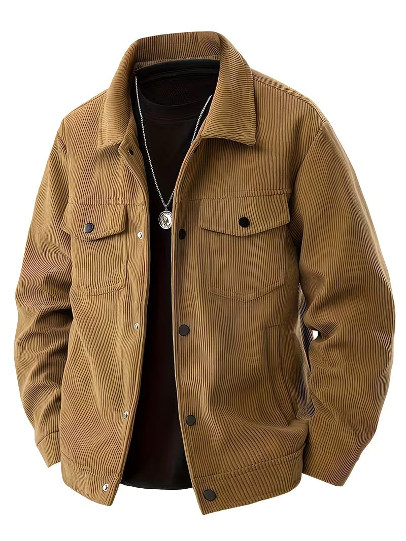 Patryk | Męska kurtka sztruksowa z klasycznym kołnierzem, swobodna koszula wierzchnia (overshirt) | Rokishi