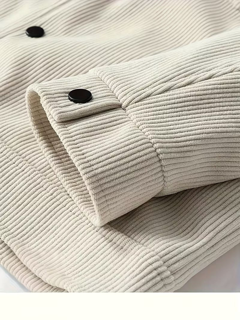 Patryk | Męska kurtka sztruksowa z klasycznym kołnierzem, swobodna koszula wierzchnia (overshirt) | Rokishi