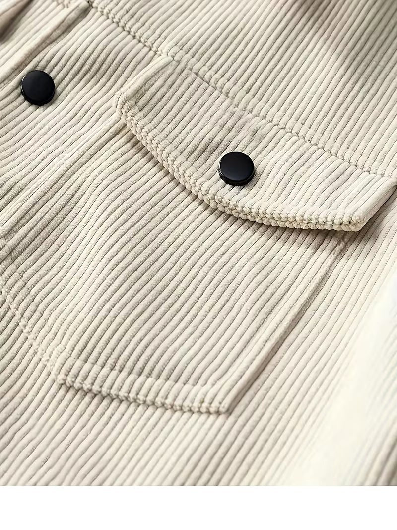 Patryk | Męska kurtka sztruksowa z klasycznym kołnierzem, swobodna koszula wierzchnia (overshirt) | Rokishi