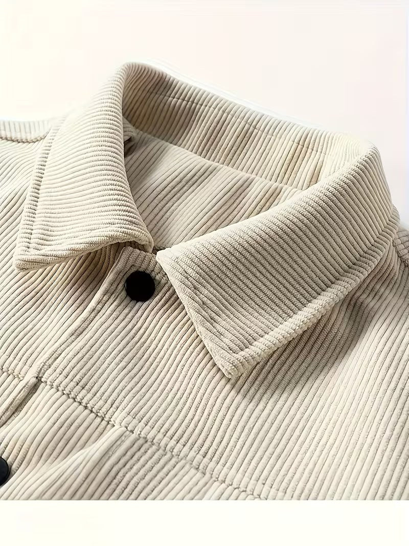 Patryk | Męska kurtka sztruksowa z klasycznym kołnierzem, swobodna koszula wierzchnia (overshirt) | Rokishi