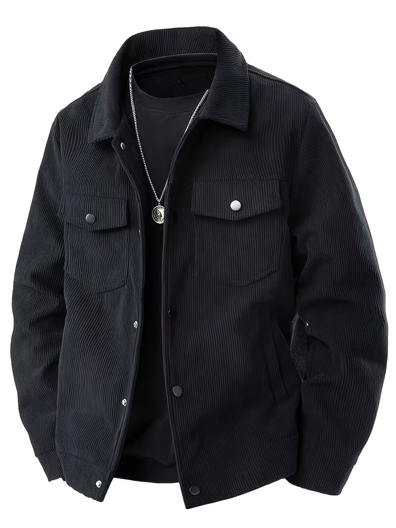 Patryk | Męska kurtka sztruksowa z klasycznym kołnierzem, swobodna koszula wierzchnia (overshirt) | Rokishi