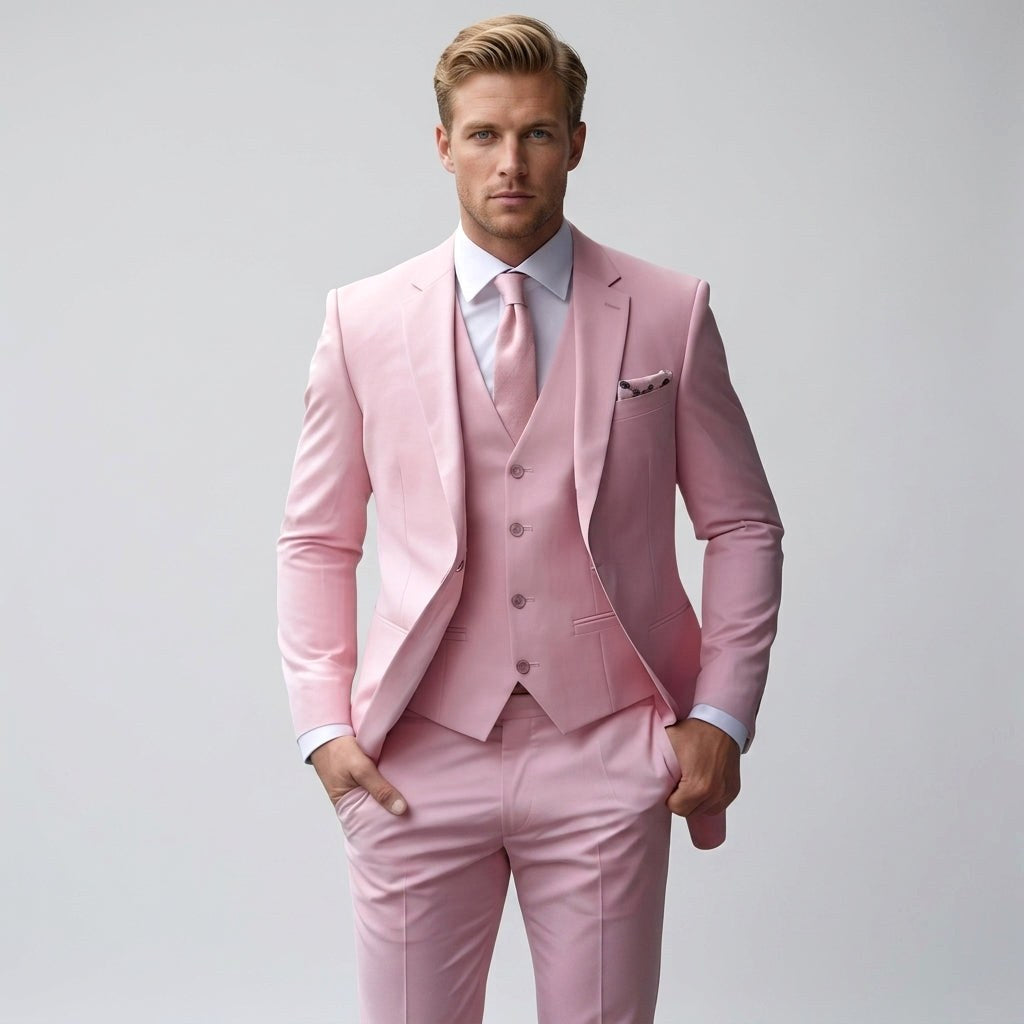 Ludwik | Męski garnitur trzyczęściowy o kroju slim fit: marynarka, kamizelka i spodnie | Rokishi