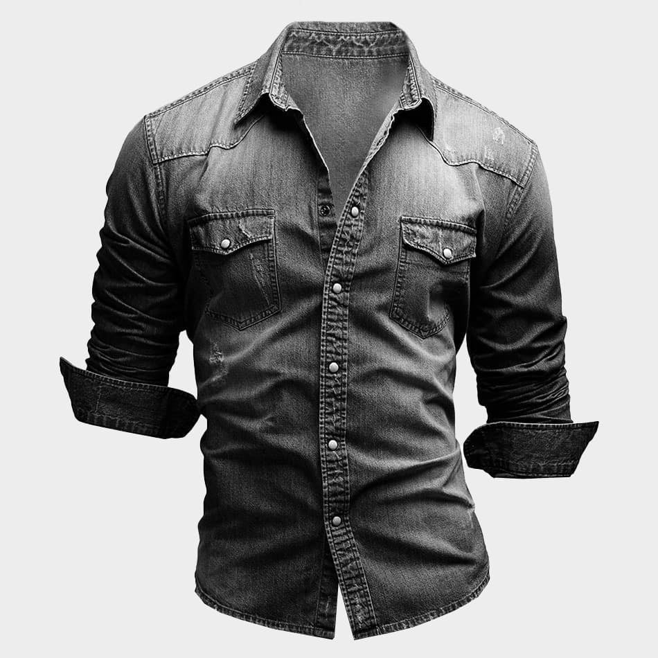 Karol | Męska koszula w stylu vintage (efekt sprania), krój slim-fit | Rokishi