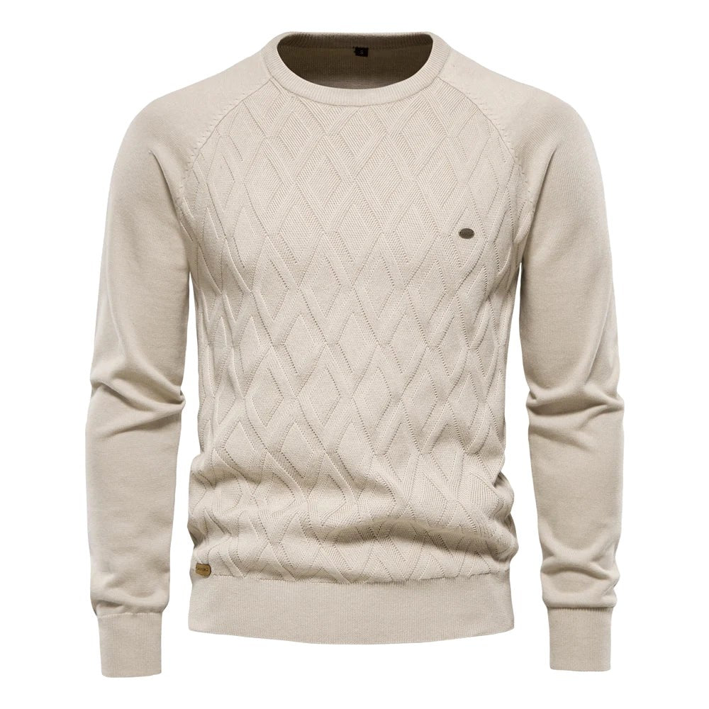 Patrick | Klasyczny męski sweter bawełniany, elegancki sweter casualowy | Rokishi | Brązowy