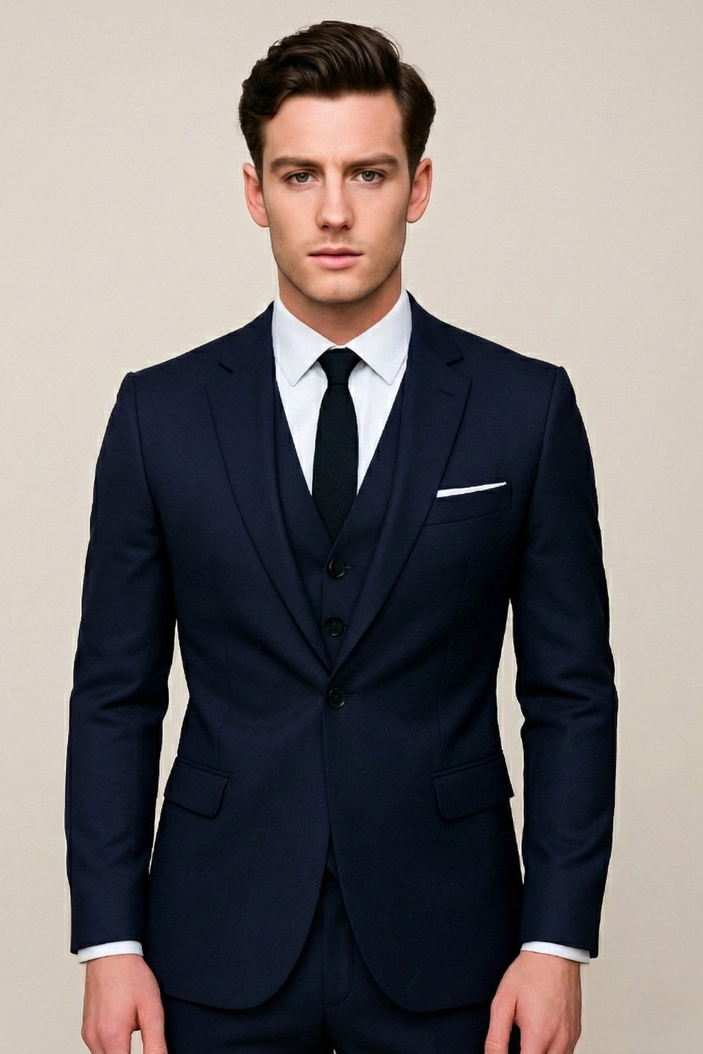 Marek | Męski garnitur trzyczęściowy typu slim-fit, krój dopasowany | Rokishi