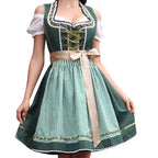 Magdalena | Damska sukienka w kratę w stylu bawarskim z gorsetowym wiązaniem i koronką, sukienka midi na Oktoberfest | Rokishi