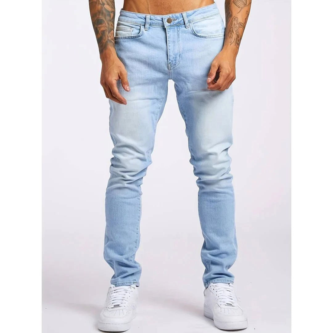 Miłosz | Męskie czarne jeansy slim fit, spodnie denimowe na co dzień | Rokishi