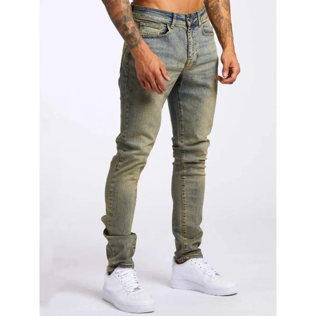 Miłosz | Męskie czarne jeansy slim fit, spodnie denimowe na co dzień | Rokishi