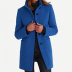 Sylwia | Damski płaszcz z mieszanki wełny ze stójką, ciepły płaszcz jesienny | Rokishi