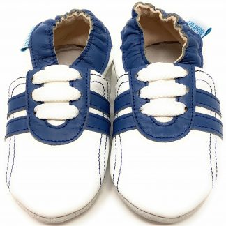 MiniFeet Blue Trainer Soft Leather Baby Shoes - front view