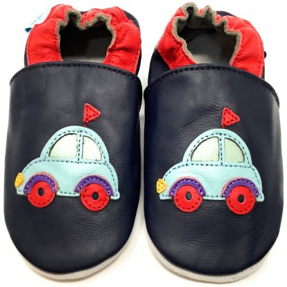 MiniFeet Car Soft Leather Baby Shoes - front view