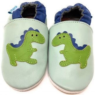MiniFeet Dinosaur Soft Leather Baby Shoes - front view