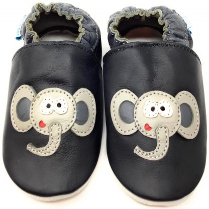 MiniFeet Elephant Soft Leather Baby Shoes - front view