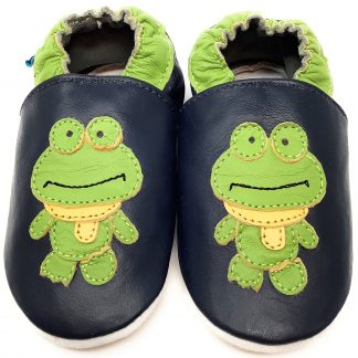 MiniFeet Frog Soft Leather Baby Shoes - front view