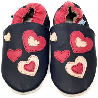 MiniFeet Hearts Soft Leather Baby Shoes - front view