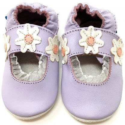 MiniFeet Lilac Sandal Soft Leather Baby Shoes - front view