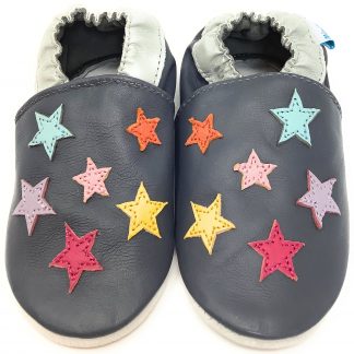 MiniFeet Little Stars Soft Leather Baby Shoes - front view