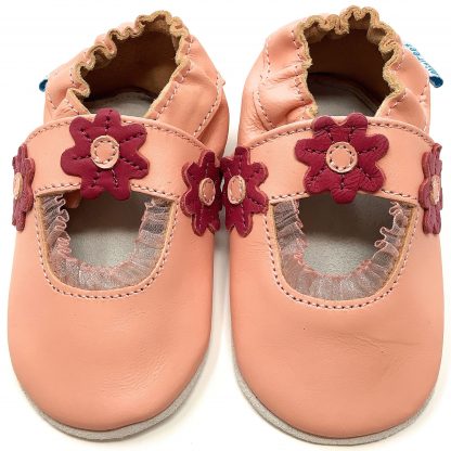 MiniFeet Pink Sandal Soft Leather Baby Shoes - front view