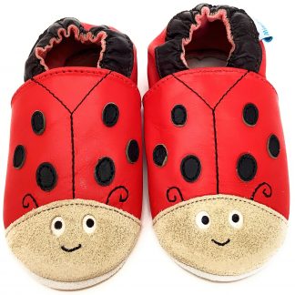MiniFeet Red Ladybird Soft Leather Baby Shoes - front view