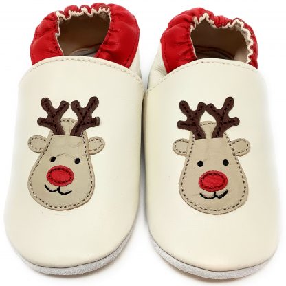MiniFeet Reindeer Soft Leather Baby Shoes - front view