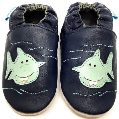 MiniFeet Shark Soft Leather Baby Shoes - front view