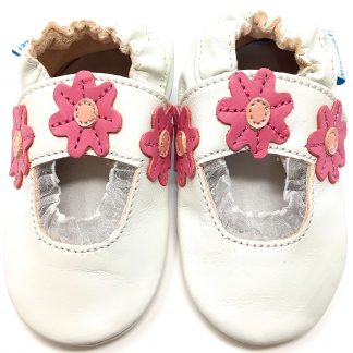 MiniFeet White Sandal Soft Leather Baby Shoes - front view